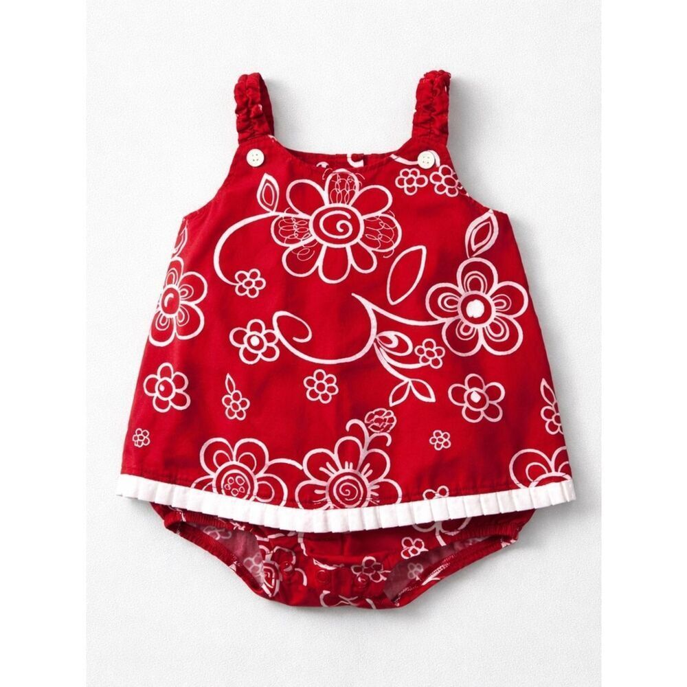 Carter’s red and white floral bubble romper size 3 months
